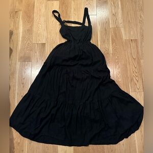 Black maxi dress with strappy open back